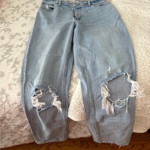 Women's Light Blue Distressed Jeans